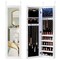 Costway Wall Door Mounted Mirrored Jewelry Cabinet Organizer Storage w/LED Light White